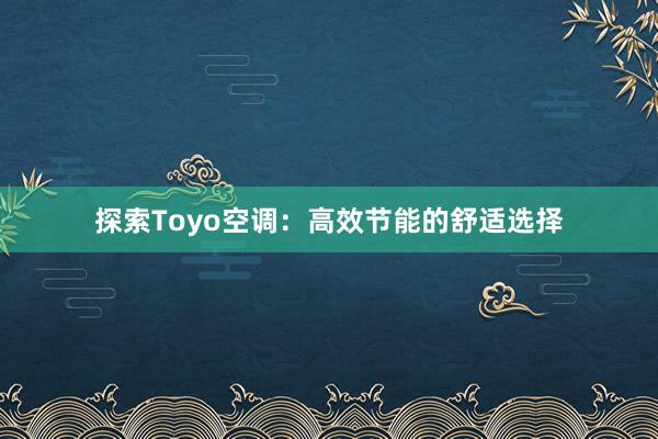 探索Toyo空调：高效节能的舒适选择